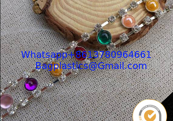 Decorative colourful beautiful rhinestones chain brass cup cahin for garment, pearl and rhinestone trimmings wholesale supplier