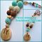 wood bead pacifier clip, non-toxic, baby shower gift, dummy holder, amigurumi supplier