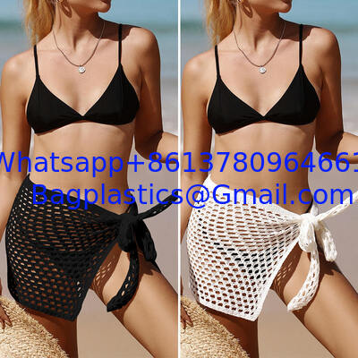 Swimwear Cover Up, Fashion Beach Hand Crochet Shawl Capelet Cover Up Sunscreen Net Triangle Fishnet Skirt Knitted Texture One-piece Short Beach Overskirt Swimsuit Cover Ups Vacation supplier