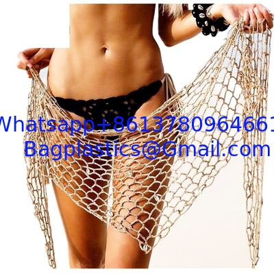 Swimwear Cover Up, Fashion Beach Hand Crochet Shawl Capelet Cover Up Sunscreen Net Triangle Fishnet Skirt Knitted Texture One-piece Short Beach Overskirt Swimsuit Cover Ups Vacation supplier
