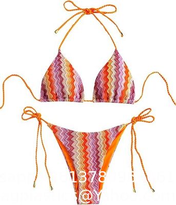 Triangle Bikini for Women Knitted Rope Halter Bikini Sets Bathing Suit Side Tie Swimsuits Beachwear Crochet Swimsuit Beach Overskirt Swimsuit Cover Ups Hand Crochet Shawl supplier