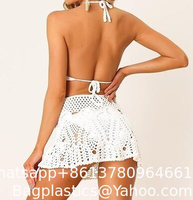 Bikini Set Hollow Out Cami Top Mini Skirt Summer Beach Crochet Knit Sets Swimwear Cover Up Fashion Beach Hand Crochet Shawl Capelet Skirt Knitted Texture supplier
