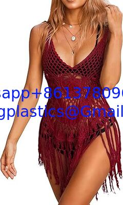 One-Piece Short Hand Crochet Shawl Swimsuit Cover Ups Fashion Accessories Swimsuit Beach Swimsuit Cover Up Women Crochet Bikini Coverups Summer Pool Swimwear Tassel Dress supplier