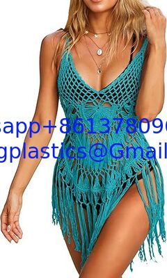 One-Piece Short Hand Crochet Shawl Swimsuit Cover Ups Fashion Accessories Swimsuit Beach Swimsuit Cover Up Women Crochet Bikini Coverups Summer Pool Swimwear Tassel Dress supplier