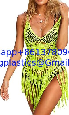 One-Piece Short Hand Crochet Shawl Swimsuit Cover Ups Fashion Accessories Swimsuit Beach Swimsuit Cover Up Women Crochet Bikini Coverups Summer Pool Swimwear Tassel Dress supplier