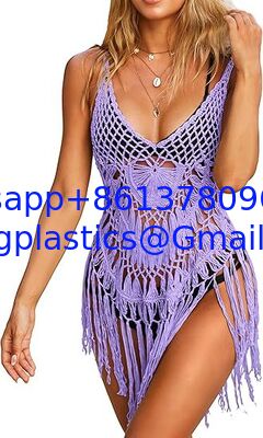 One-Piece Short Hand Crochet Shawl Swimsuit Cover Ups Fashion Accessories Swimsuit Beach Swimsuit Cover Up Women Crochet Bikini Coverups Summer Pool Swimwear Tassel Dress supplier