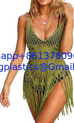 One-Piece Short Hand Crochet Shawl Swimsuit Cover Ups Fashion Accessories Swimsuit Beach Swimsuit Cover Up Women Crochet Bikini Coverups Summer Pool Swimwear Tassel Dress supplier