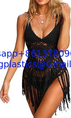 One-Piece Short Hand Crochet Shawl Swimsuit Cover Ups Fashion Accessories Swimsuit Beach Swimsuit Cover Up Women Crochet Bikini Coverups Summer Pool Swimwear Tassel Dress supplier