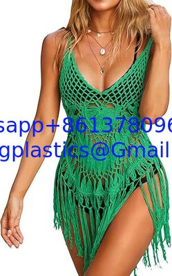 One-Piece Short Hand Crochet Shawl Swimsuit Cover Ups Fashion Accessories Swimsuit Beach Swimsuit Cover Up Women Crochet Bikini Coverups Summer Pool Swimwear Tassel Dress supplier