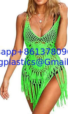 One-Piece Short Hand Crochet Shawl Swimsuit Cover Ups Fashion Accessories Swimsuit Beach Swimsuit Cover Up Women Crochet Bikini Coverups Summer Pool Swimwear Tassel Dress supplier
