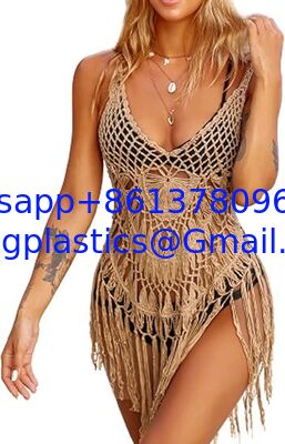 One-Piece Short Hand Crochet Shawl Swimsuit Cover Ups Fashion Accessories Swimsuit Beach Swimsuit Cover Up Women Crochet Bikini Coverups Summer Pool Swimwear Tassel Dress supplier
