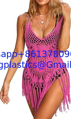One-Piece Short Hand Crochet Shawl Swimsuit Cover Ups Fashion Accessories Swimsuit Beach Swimsuit Cover Up Women Crochet Bikini Coverups Summer Pool Swimwear Tassel Dress supplier