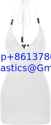 Women Crochet Halter Mini Dress Beach Cover Up Swimwear Cover Up Fashion Beach Hand Crochet Shawl Capelet Skirt Knitted Texture One-Piece Short Hand Crochet Shawl Swimsuit Cover Ups supplier