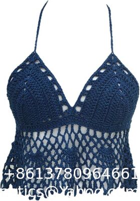 Bikini Halter Top Handmade Crochet Crop Top Fashion Accessories Swimsuit Bra Set Crochet Bikini Handmade Knitted Crochet Swimsuit Beach Overskirt Swimsuit Cover Ups supplier