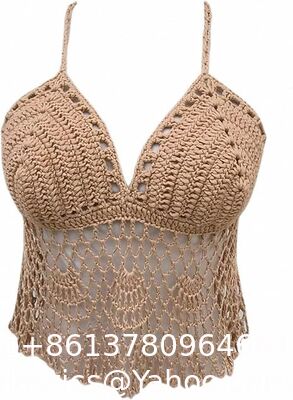 Bikini Halter Top Handmade Crochet Crop Top Fashion Accessories Swimsuit Bra Set Crochet Bikini Handmade Knitted Crochet Swimsuit Beach Overskirt Swimsuit Cover Ups supplier