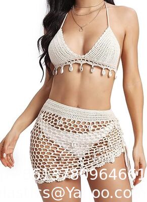 Women's Bikini Sets Shell Halter Triangle Crochet Cheeky Summer Beach Swimsuit Hand Crochet Shawl Hollow Strap Halter Neck Handmade Knitted Crochet Swimsuit Crochet Bikini Bra Set Crochet Bikini supplier