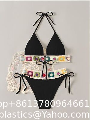 Women'S Floral Embroidery Halter Padded Bikini Set Cut Out Boho Bathing Suit Swimsuit Women's Summer 2 Piece Swimsuit Bikini Beach Swimwear Cover Up Set supplier