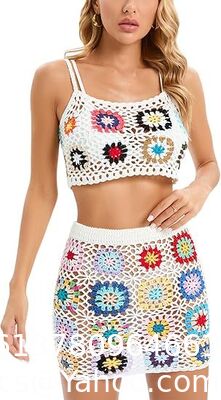 Women'S Floral Embroidery Halter Padded Bikini Set Cut Out Boho Bathing Suit Swimsuit Women's Summer 2 Piece Swimsuit Bikini Beach Swimwear Cover Up Set supplier