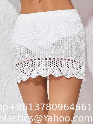 Women'S Crochet Beach Mini Skirt Knit Scallop Hem Cut Out Bikini Swimsuit Cover Up Skirts Swimwear Cover Up Fashion Beach Hand Crochet Shawl Capelet supplier