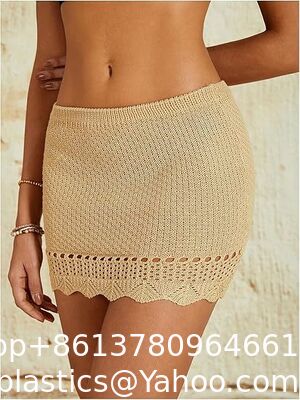 Women'S Crochet Beach Mini Skirt Knit Scallop Hem Cut Out Bikini Swimsuit Cover Up Skirts Swimwear Cover Up Fashion Beach Hand Crochet Shawl Capelet supplier