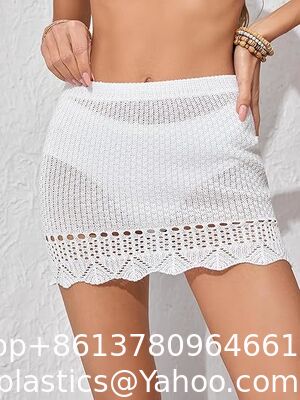 Women'S Crochet Beach Mini Skirt Knit Scallop Hem Cut Out Bikini Swimsuit Cover Up Skirts Swimwear Cover Up Fashion Beach Hand Crochet Shawl Capelet supplier