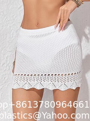 Women'S Crochet Beach Mini Skirt Knit Scallop Hem Cut Out Bikini Swimsuit Cover Up Skirts Swimwear Cover Up Fashion Beach Hand Crochet Shawl Capelet supplier