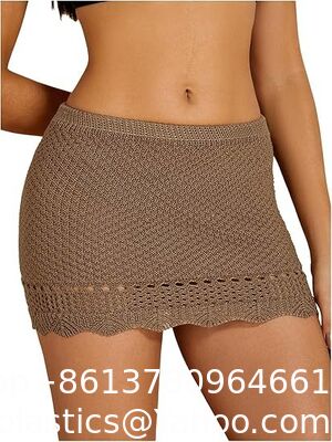 Women'S Crochet Beach Mini Skirt Knit Scallop Hem Cut Out Bikini Swimsuit Cover Up Skirts Swimwear Cover Up Fashion Beach Hand Crochet Shawl Capelet supplier