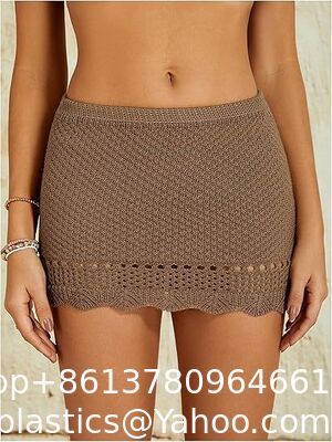 Women'S Crochet Beach Mini Skirt Knit Scallop Hem Cut Out Bikini Swimsuit Cover Up Skirts Swimwear Cover Up Fashion Beach Hand Crochet Shawl Capelet supplier