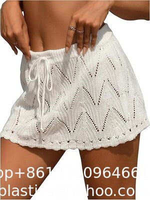 Women Crochet Beach Mini Skirt Swim Bikini Cover Up Skirt Knit Swimsuit Bathing Suit Coverup Skirt Knitted Texture One-Piece Short Hand Crochet Shawl Swimsuit Cover Ups supplier