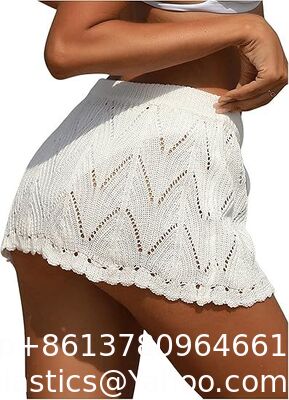 Women Crochet Beach Mini Skirt Swim Bikini Cover Up Skirt Knit Swimsuit Bathing Suit Coverup Skirt Knitted Texture One-Piece Short Hand Crochet Shawl Swimsuit Cover Ups supplier