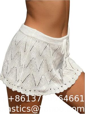 Women Crochet Beach Mini Skirt Swim Bikini Cover Up Skirt Knit Swimsuit Bathing Suit Coverup Skirt Knitted Texture One-Piece Short Hand Crochet Shawl Swimsuit Cover Ups supplier