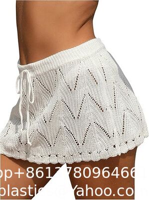 Women Crochet Beach Mini Skirt Swim Bikini Cover Up Skirt Knit Swimsuit Bathing Suit Coverup Skirt Knitted Texture One-Piece Short Hand Crochet Shawl Swimsuit Cover Ups supplier
