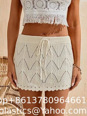 Women Crochet Beach Mini Skirt Swim Bikini Cover Up Skirt Knit Swimsuit Bathing Suit Coverup Skirt Knitted Texture One-Piece Short Hand Crochet Shawl Swimsuit Cover Ups supplier