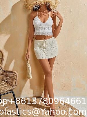 Women Crochet Beach Mini Skirt Swim Bikini Cover Up Skirt Knit Swimsuit Bathing Suit Coverup Skirt Knitted Texture One-Piece Short Hand Crochet Shawl Swimsuit Cover Ups supplier