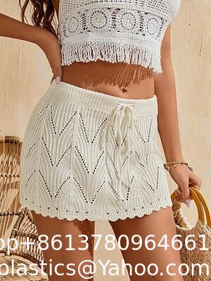 Women Crochet Beach Mini Skirt Swim Bikini Cover Up Skirt Knit Swimsuit Bathing Suit Coverup Skirt Knitted Texture One-Piece Short Hand Crochet Shawl Swimsuit Cover Ups supplier