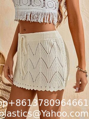 Women Crochet Beach Mini Skirt Swim Bikini Cover Up Skirt Knit Swimsuit Bathing Suit Coverup Skirt Knitted Texture One-Piece Short Hand Crochet Shawl Swimsuit Cover Ups supplier