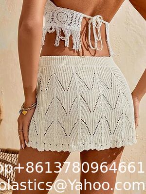 Women Crochet Beach Mini Skirt Swim Bikini Cover Up Skirt Knit Swimsuit Bathing Suit Coverup Skirt Knitted Texture One-Piece Short Hand Crochet Shawl Swimsuit Cover Ups supplier
