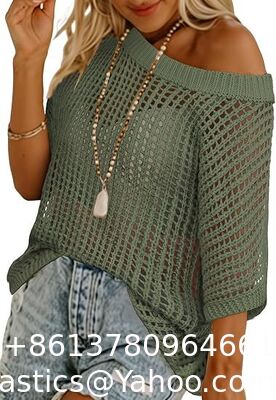 Fashion Accessories Swimsuit Swimsuit Coverup For Women Beach Vacation Clothes Spring Summer Scoop Neck Short Sleeve Sweaters Casual Crochet Knit Tops supplier