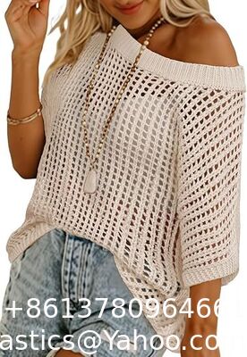 Fashion Accessories Swimsuit Swimsuit Coverup For Women Beach Vacation Clothes Spring Summer Scoop Neck Short Sleeve Sweaters Casual Crochet Knit Tops supplier