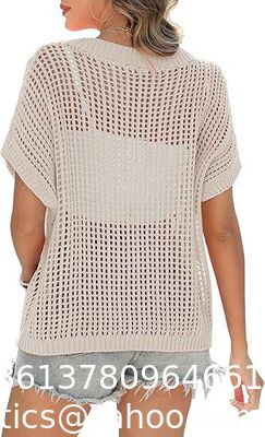 Fashion Accessories Swimsuit Swimsuit Coverup For Women Beach Vacation Clothes Spring Summer Scoop Neck Short Sleeve Sweaters Casual Crochet Knit Tops supplier