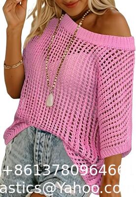 Fashion Accessories Swimsuit Swimsuit Coverup For Women Beach Vacation Clothes Spring Summer Scoop Neck Short Sleeve Sweaters Casual Crochet Knit Tops supplier