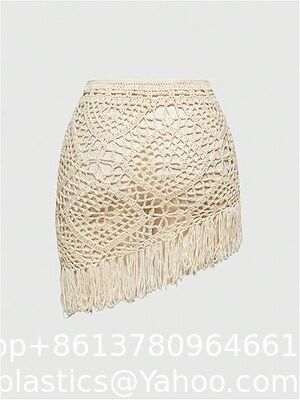 Women's Crochet Fringe Beach Skirt Hollow Out Sheer Cover Up Skirts Boho Coverups Beach Vacation Clothes for Women Spring Summer Crochet Sweater Vest Tank Tops Cover Ups Resort Cruise Outfits supplier