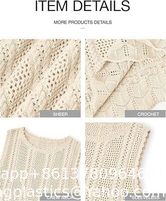 Women's Crochet Fringe Beach Skirt Hollow Out Sheer Cover Up Skirts Boho Coverups Beach Vacation Clothes for Women Spring Summer Crochet Sweater Vest Tank Tops Cover Ups Resort Cruise Outfits supplier