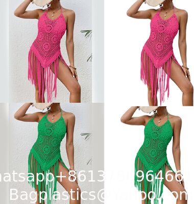 Women Bikinis Cover Up Crochet Swimsuit Cover Up Hollow Out Bathing Suit Cover Up Swimwear Tassels Dress Beach Cover Up for Women Crochet Bikini Cover Ups Beach Pool Swimwear Crochet Dress supplier