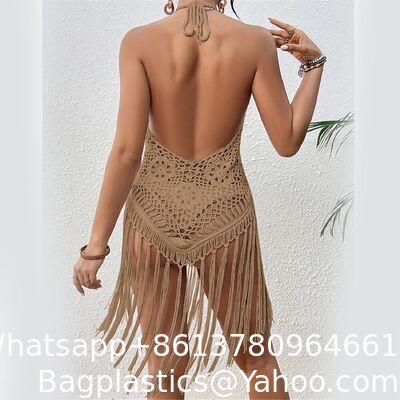Women Bikinis Cover Up Crochet Swimsuit Cover Up Hollow Out Bathing Suit Cover Up Swimwear Tassels Dress Beach Cover Up for Women Crochet Bikini Cover Ups Beach Pool Swimwear Crochet Dress supplier