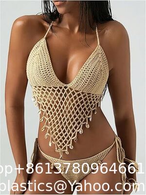 Women'S Boho Hollow Out Halter Bikini Sets Shell Crochet Summer Beach Swimsuit Bathing Suit Skirt Knitted Texture One-Piece Short Hand Crochet Shawl Swimsuit Cover Ups Fashion Accessories supplier