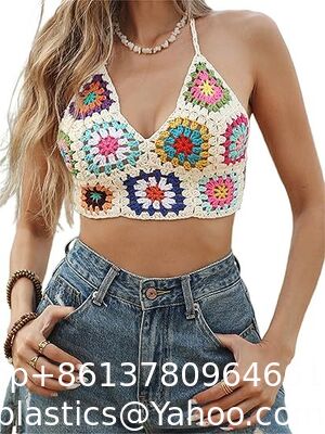 Women Summer Beach Crochet Top Bralette Knit Bra Bikini Crochet Halter Tops for Women Backless Camisole Knit Bra Tops Bralette Summer Beachwear supplier