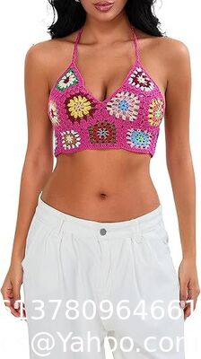 Women Summer Beach Crochet Top Bralette Knit Bra Bikini Crochet Halter Tops for Women Backless Camisole Knit Bra Tops Bralette Summer Beachwear supplier