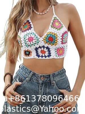 Women Summer Beach Crochet Top Bralette Knit Bra Bikini Crochet Halter Tops for Women Backless Camisole Knit Bra Tops Bralette Summer Beachwear supplier