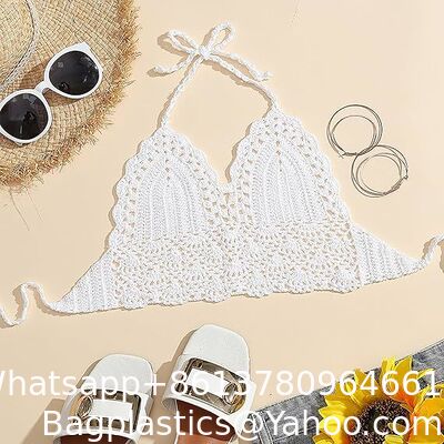 Women Summer Beach Crochet Top Bralette Knit Bra Bikini Crochet Halter Tops for Women Backless Camisole Knit Bra Tops Bralette Summer Beachwear supplier